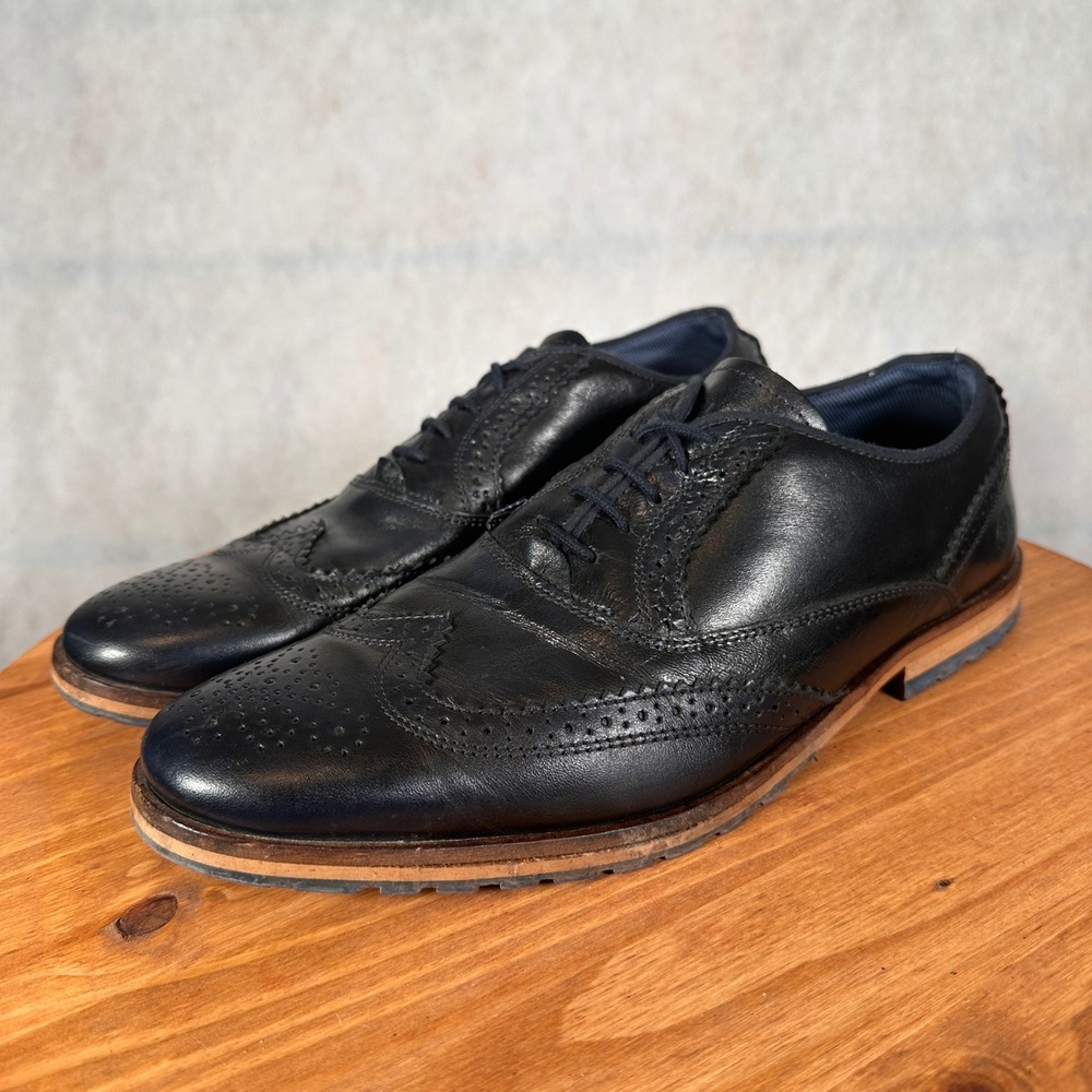 Steve Madden Nathin Wingtip Oxfords Mens 11 Dark Blue Good Leather Lug Sole
